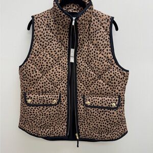 Brown and Black Leopard Quilted Vest
